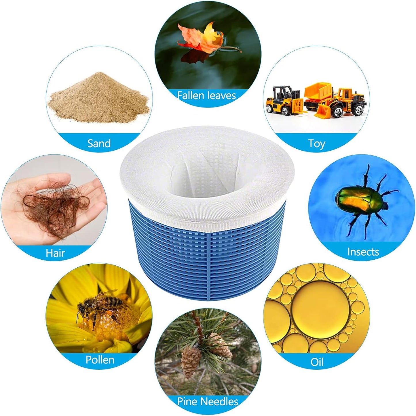 Pool Filter Socks 20pcs for Above Ground Pool Skimmer Compatible with Pool Pump V1188-MA108-09233-1