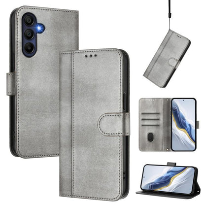 Compatible with Samsung Galaxy A17 5G Case in Grey Retro Leather with Stitching V1188-MA108-10789-1