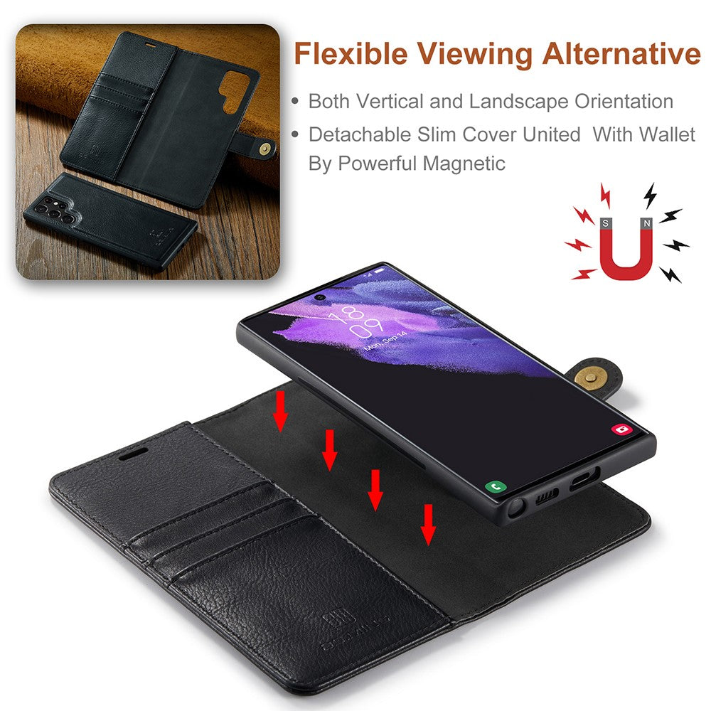 DG.MING Magnetic Wallet Case Compatible withSamsung Galaxy S22 Ultra Black 2-in-1 V1188-MA108-11130-1