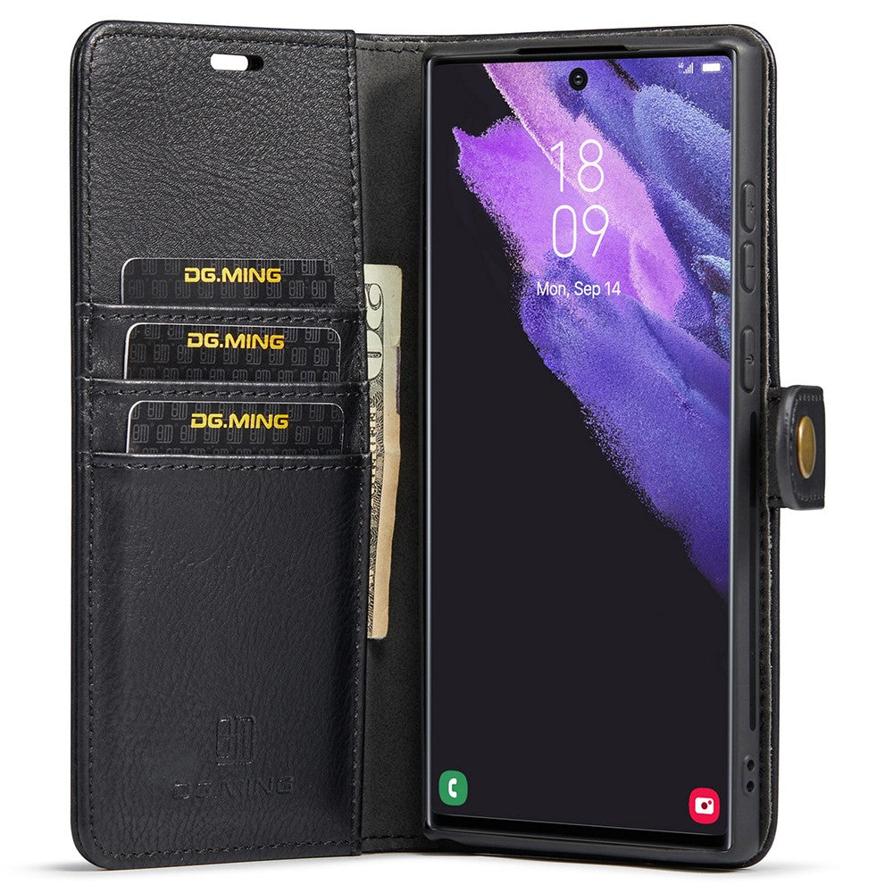 DG.MING Magnetic Wallet Case Compatible withSamsung Galaxy S22 Ultra Black 2-in-1 V1188-MA108-11130-1