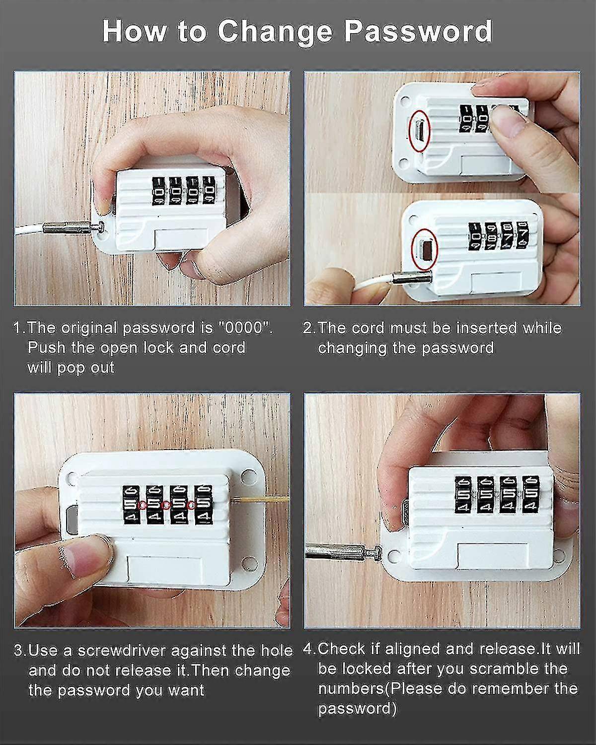 Refrigerator Safety Lock Self-Adhesive Combination Lock White Pack for Adults Compatible with Electric Mini V1188-MA108C-01952-1
