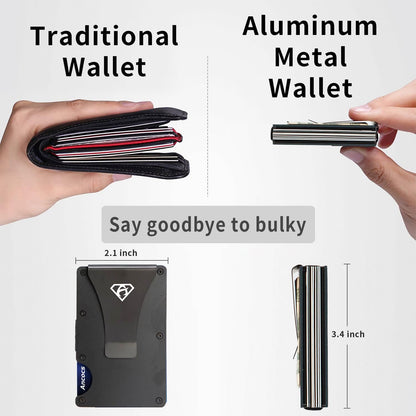 Metal Wallet Credit Card Holder with Storage Pouch V1188-MA108C-09619-1