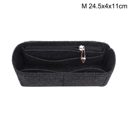 Women's Multi-Pocket Felt Handbag Insert Organizer, Black, Size M V1188-MA60-03046-365