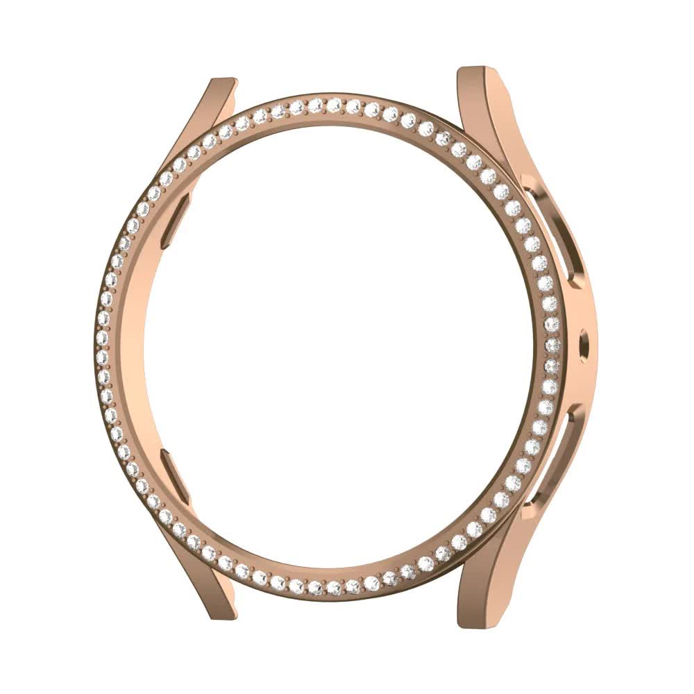 Diamond-Coated Rose Gold Case with PC Single Row Protection Compatible withSamsung Galaxy Watch 6 5 4 40mm V1188-MA60-12805-1