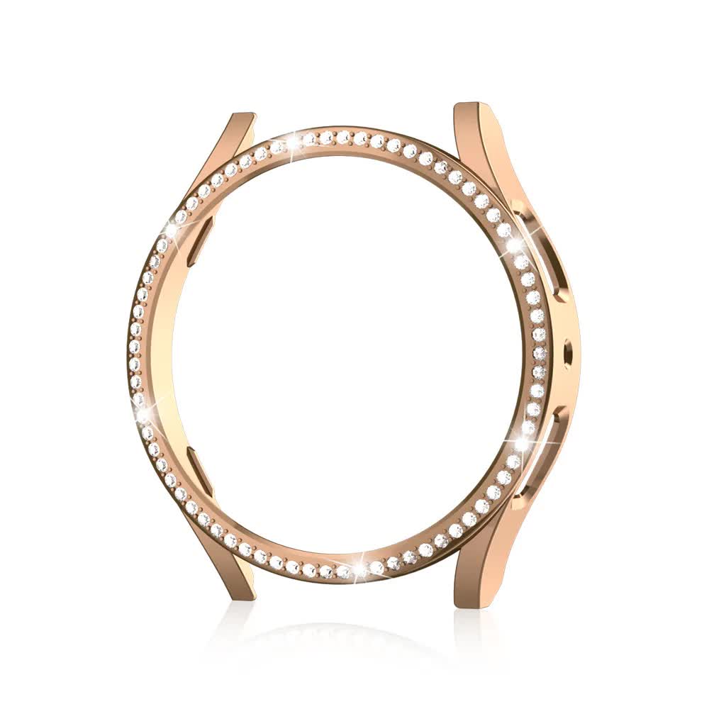 Diamond-Coated Rose Gold Case with PC Single Row Protection Compatible withSamsung Galaxy Watch 6 5 4 40mm V1188-MA60-12805-1
