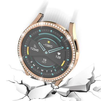 Diamond-Coated Rose Gold Case with PC Single Row Protection Compatible withSamsung Galaxy Watch 6 5 4 40mm V1188-MA60-12805-1