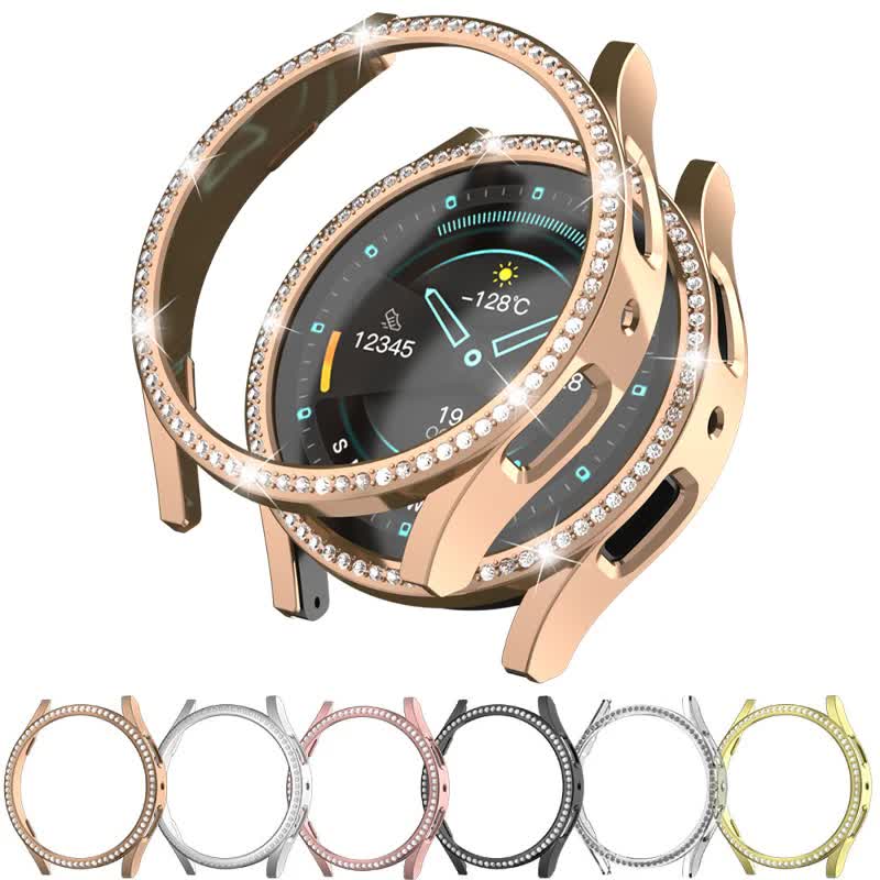 Diamond-Coated Rose Gold Case with PC Single Row Protection Compatible withSamsung Galaxy Watch 6 5 4 40mm V1188-MA60-12805-1