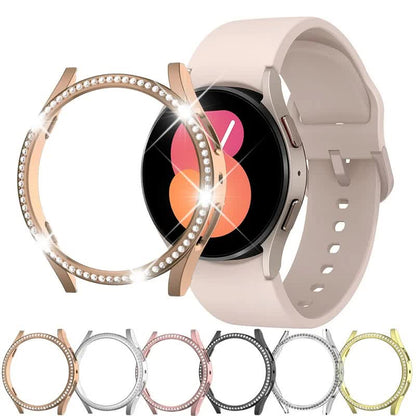 Compatible with Samsung Galaxy Watch 6 5 4 40mm 44mm Case PC Clear Bumper with Diamond Coating for Single Row V1188-MA60-12805-6