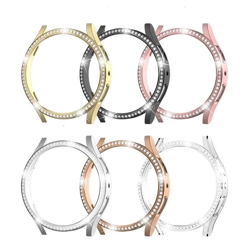 Compatible with Samsung Galaxy Watch 6 5 4 40mm 44mm Case PC Clear Bumper with Diamond Coating for Single Row V1188-MA60-12805-6