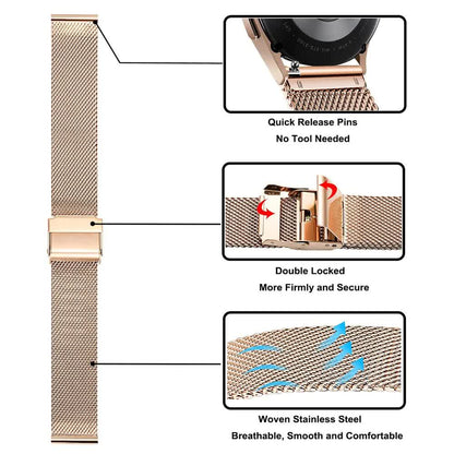 Stainless Steel Bracelet Compatible withSamsung Galaxy Watch 4 5 6 40mm 44mm Mesh Loop Bling Case Gold Set V1188-MA60-13077-4