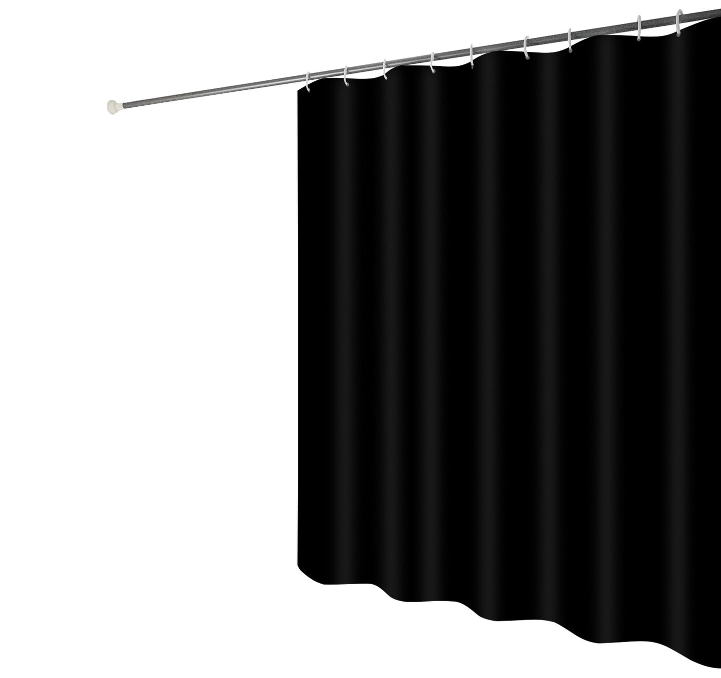 Black Waterproof Mildew Resistant Solid Color Shower Curtain V1188-MA60-16212-1