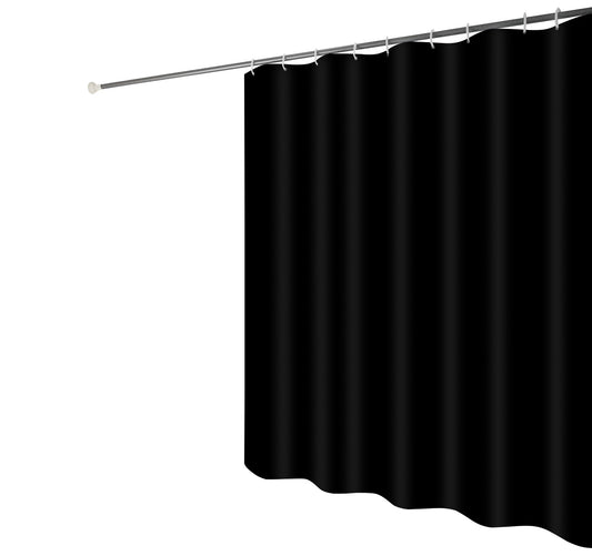 Black Waterproof Mildew Resistant Solid Color Shower Curtain V1188-MA60-16212-1