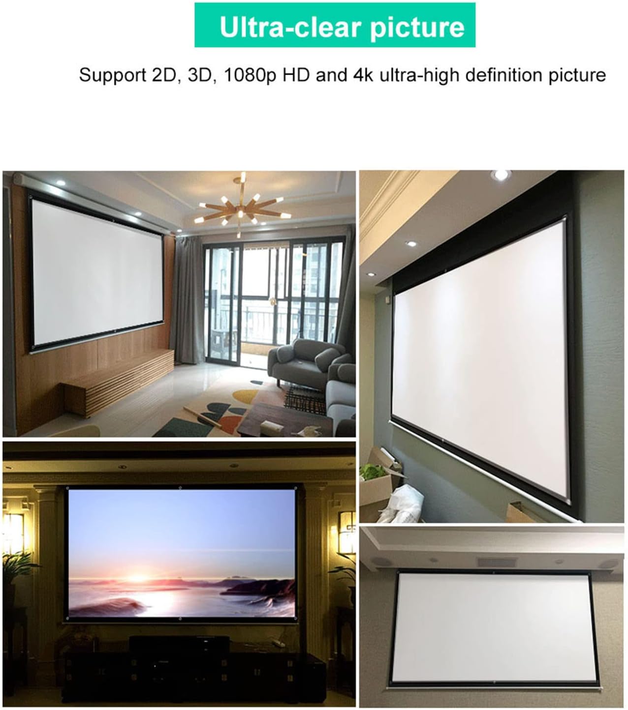 Portable 100 Inch 16:9 Projector Screen Foldable Home Theater Indoor Outdoor Movie Screen V1188-MA60-21640-1