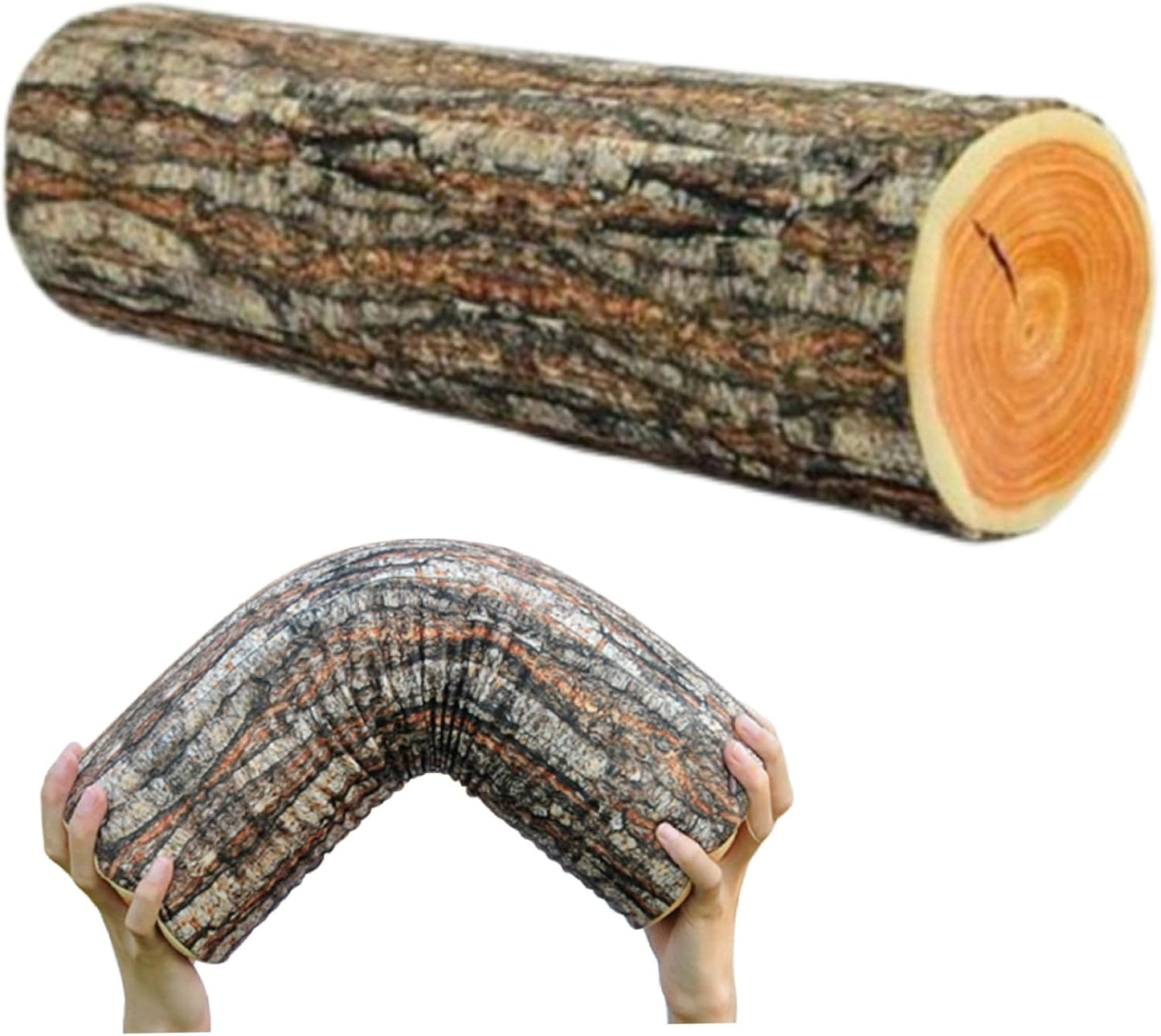 Log Cushion Round Stump Shaped Wood Grain Design Decorative Pillow Cover for Home Decor V1188-MA60-22100-1