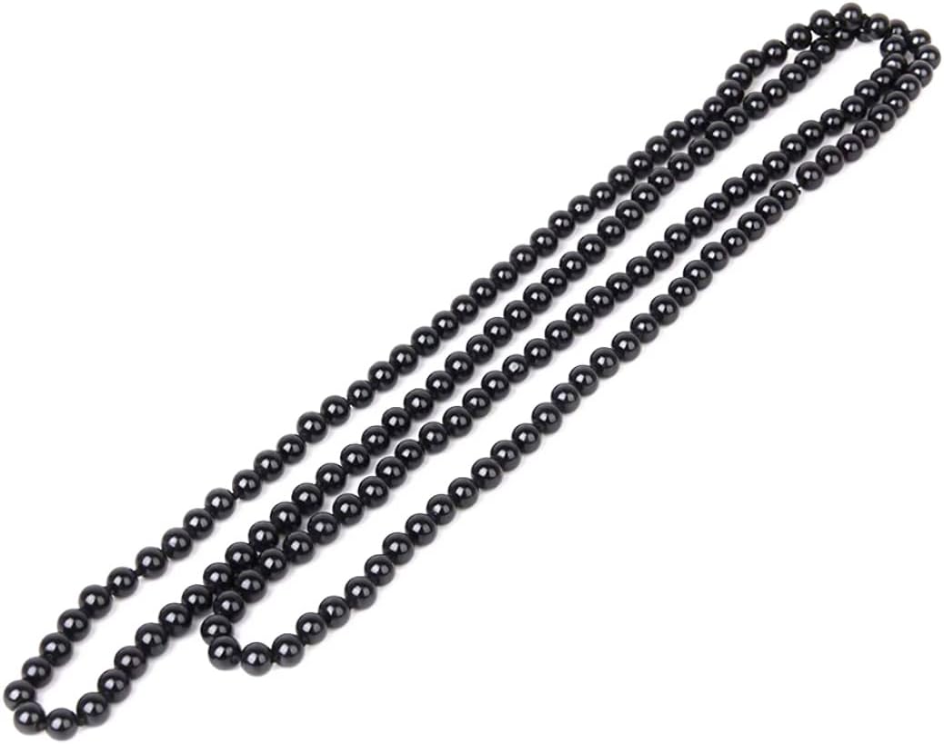 Black Pearl Necklace Extra Long Faux Pearl Chain Multi-Layer Sweater Necklace for Women V1188-MA60-22513-1