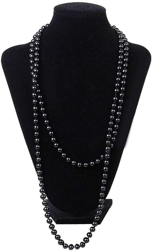 Black Pearl Necklace Extra Long Faux Pearl Chain Multi-Layer Sweater Necklace for Women V1188-MA60-22513-1