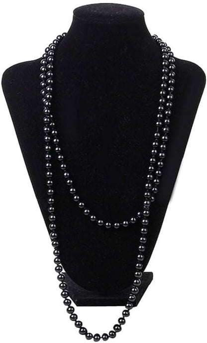 Black Pearl Necklace Extra Long Faux Pearl Chain Multi-Layer Sweater Necklace for Women V1188-MA60-22513-1