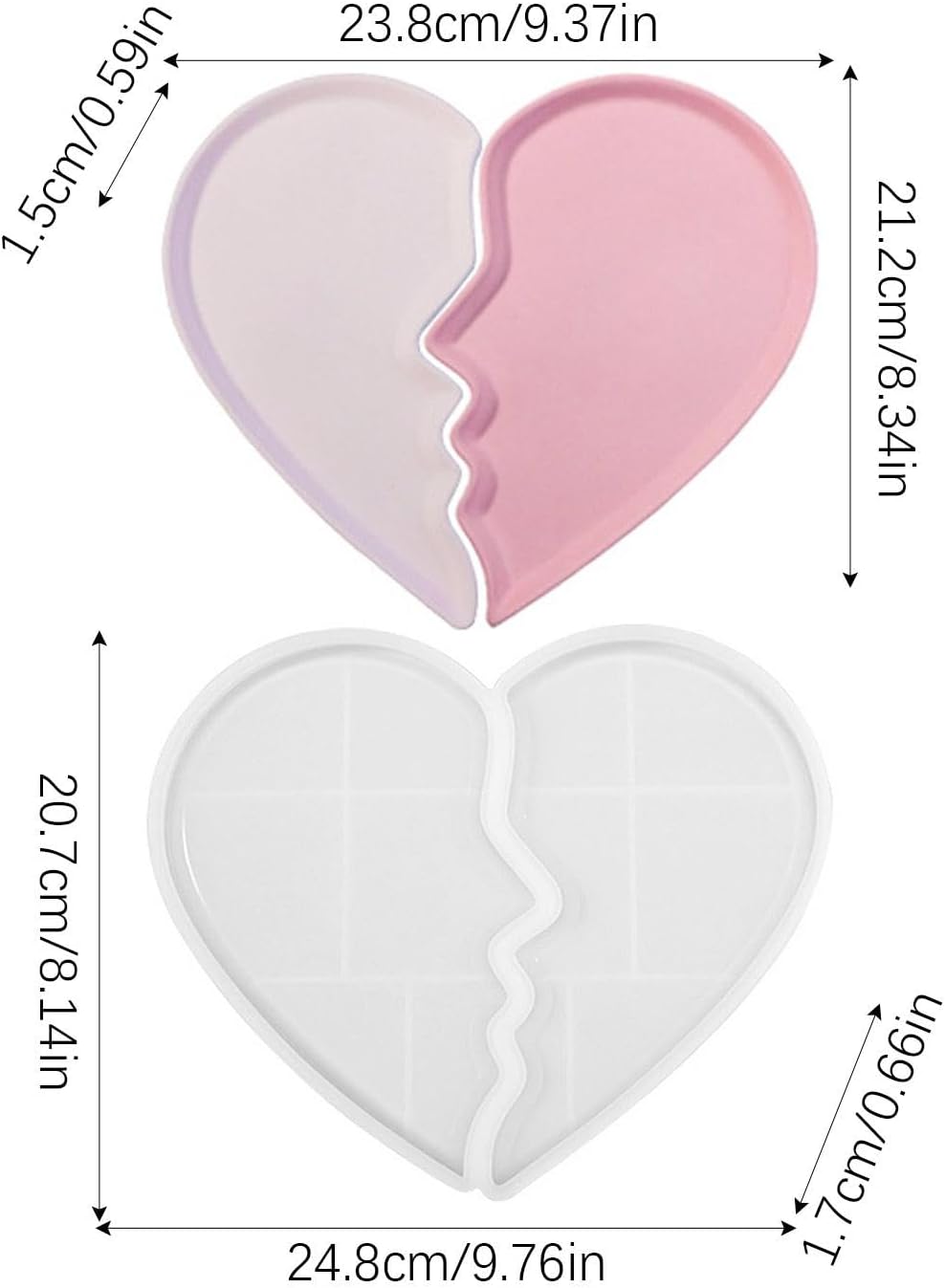 Heart Jewelry Tray Silicone Mold, Epoxy Resin Casting Mold for Jewelry Storage V1188-MA60-22761-1