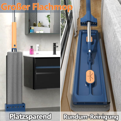 360 Degree Rotatable Mop for Hardwood Floors, Compatible with Microfiber Pads, Blue + 2 Pads V1188-MA60-23197-2