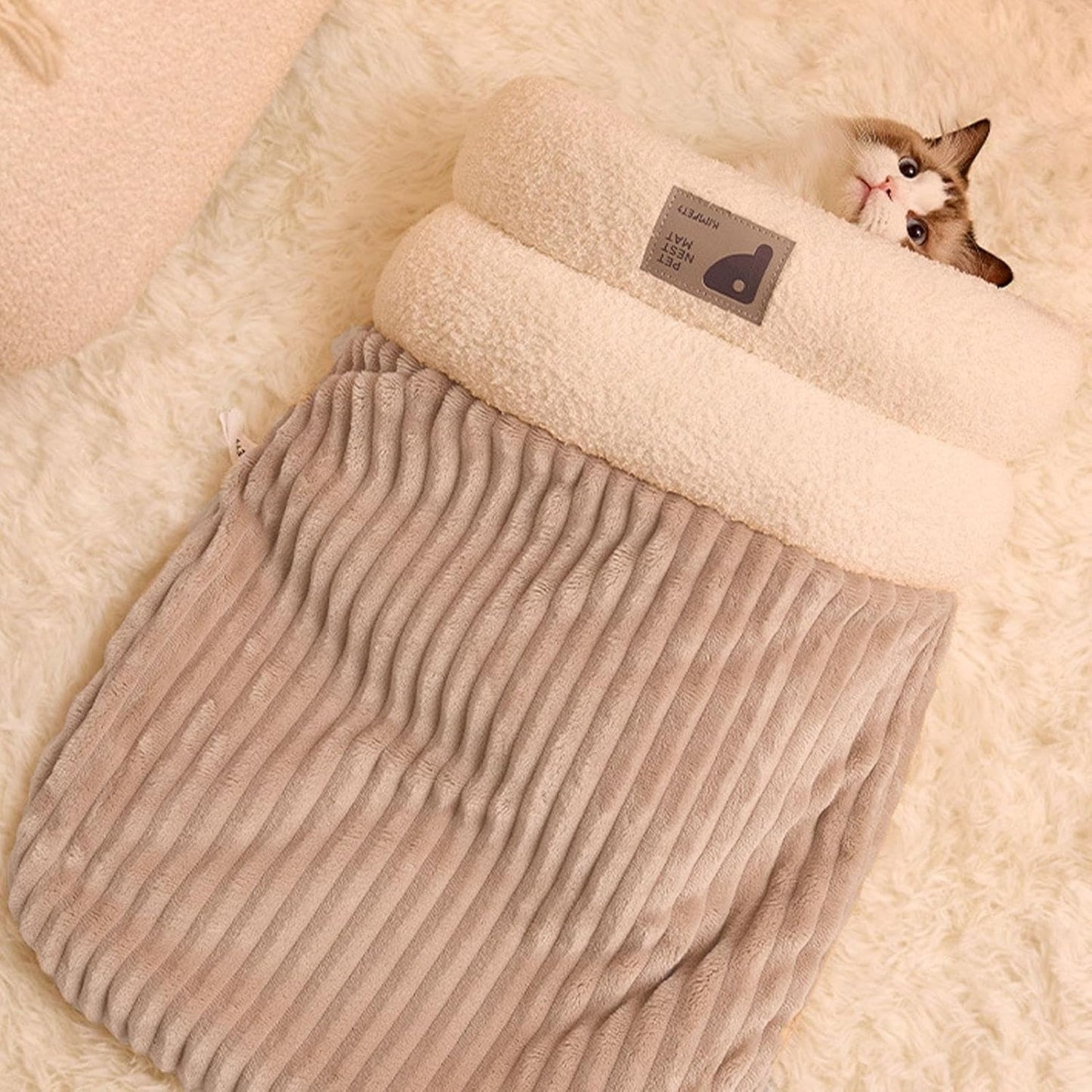 Cozy Cat Sleeping Bag Warm Washable Pet Bed Gray Size L 34x20x20cm V1188-MA60-24977-1