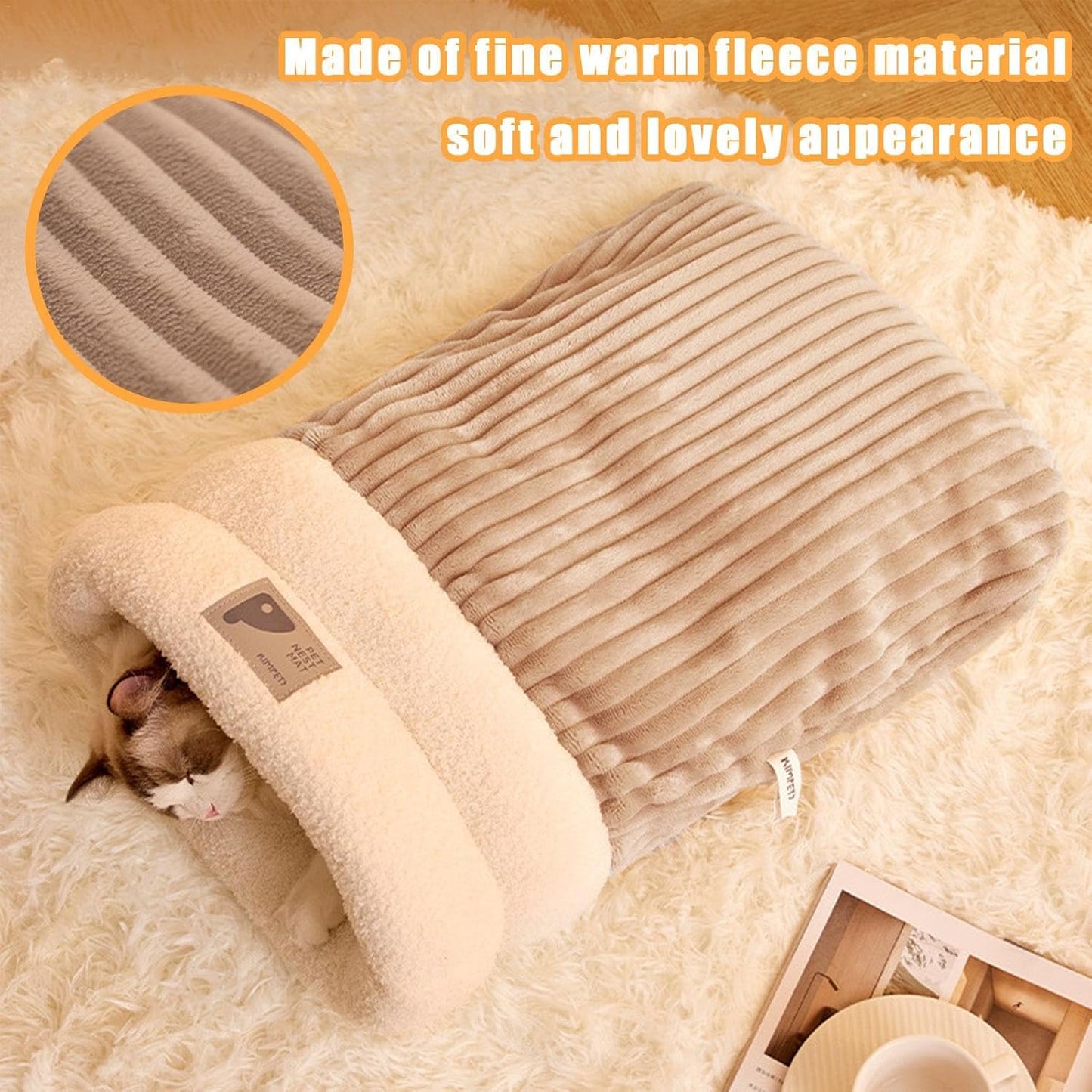 Cozy Cat Sleeping Bag Warm Washable Pet Bed Gray Size L 34x20x20cm V1188-MA60-24977-1