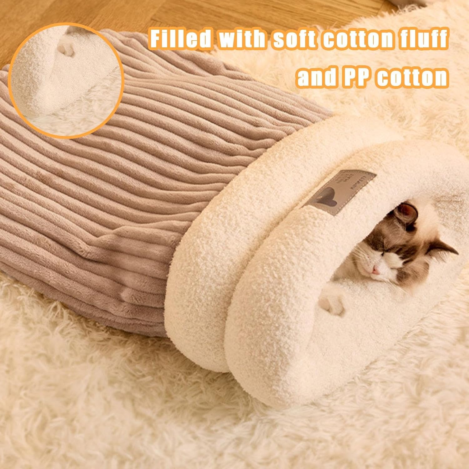 Cozy Cat Sleeping Bag Warm Washable Pet Bed Gray Size L 34x20x20cm V1188-MA60-24977-1