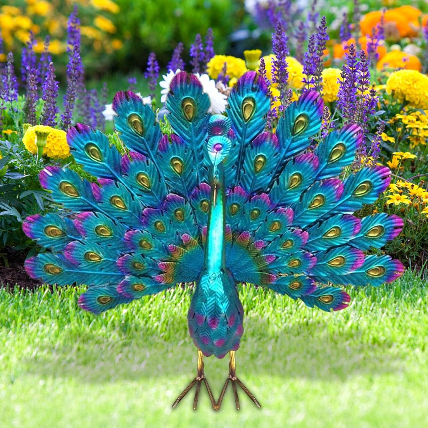 Metal Peacock Garden Decoration Weatherproof Outdoor Figurine V1188-MA60-25020-1