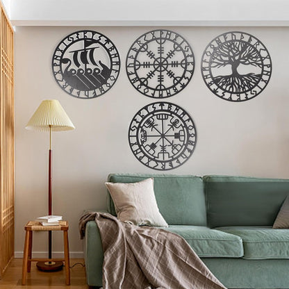 Metallic Viking Wall Art Nordic Compass Decor for Bedroom Living Room V1188-MA60-25199-1