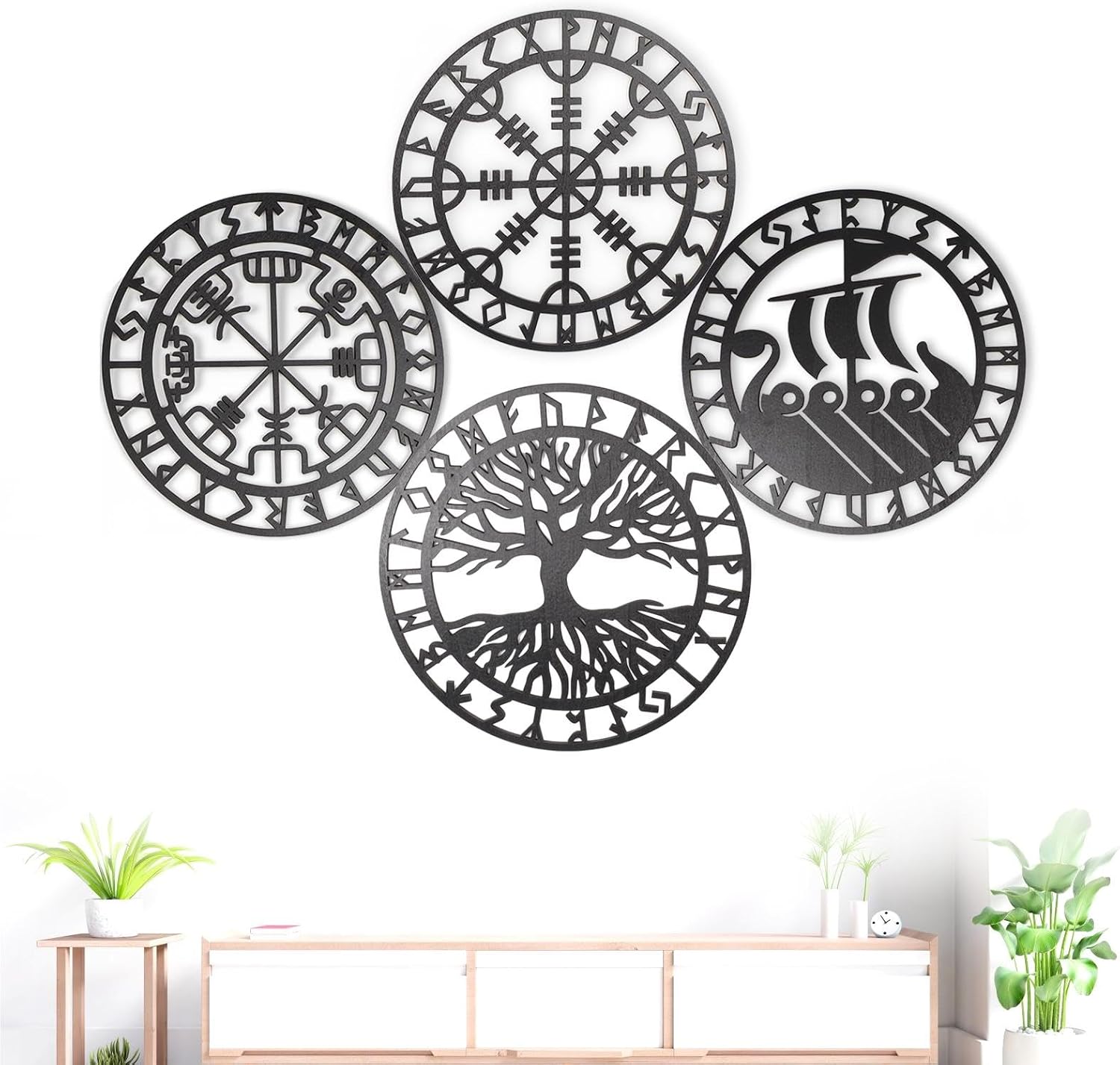 Metallic Viking Wall Art Nordic Compass Decor for Bedroom Living Room V1188-MA60-25199-1