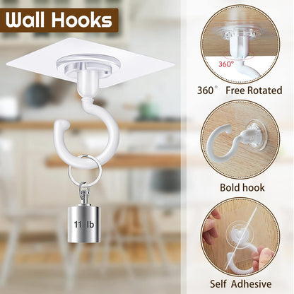 9 pcs self-adhesive ceiling hooks white under cabinet hooks plastic heavy duty self-adhesive hooks tool hooks V1188-MA60-28064-1