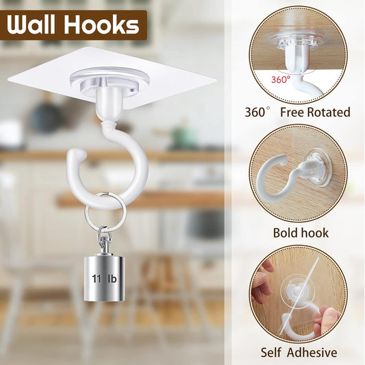 9 pcs self-adhesive ceiling hooks white under cabinet hooks plastic heavy duty self-adhesive hooks tool hooks V1188-MA60-28064-1