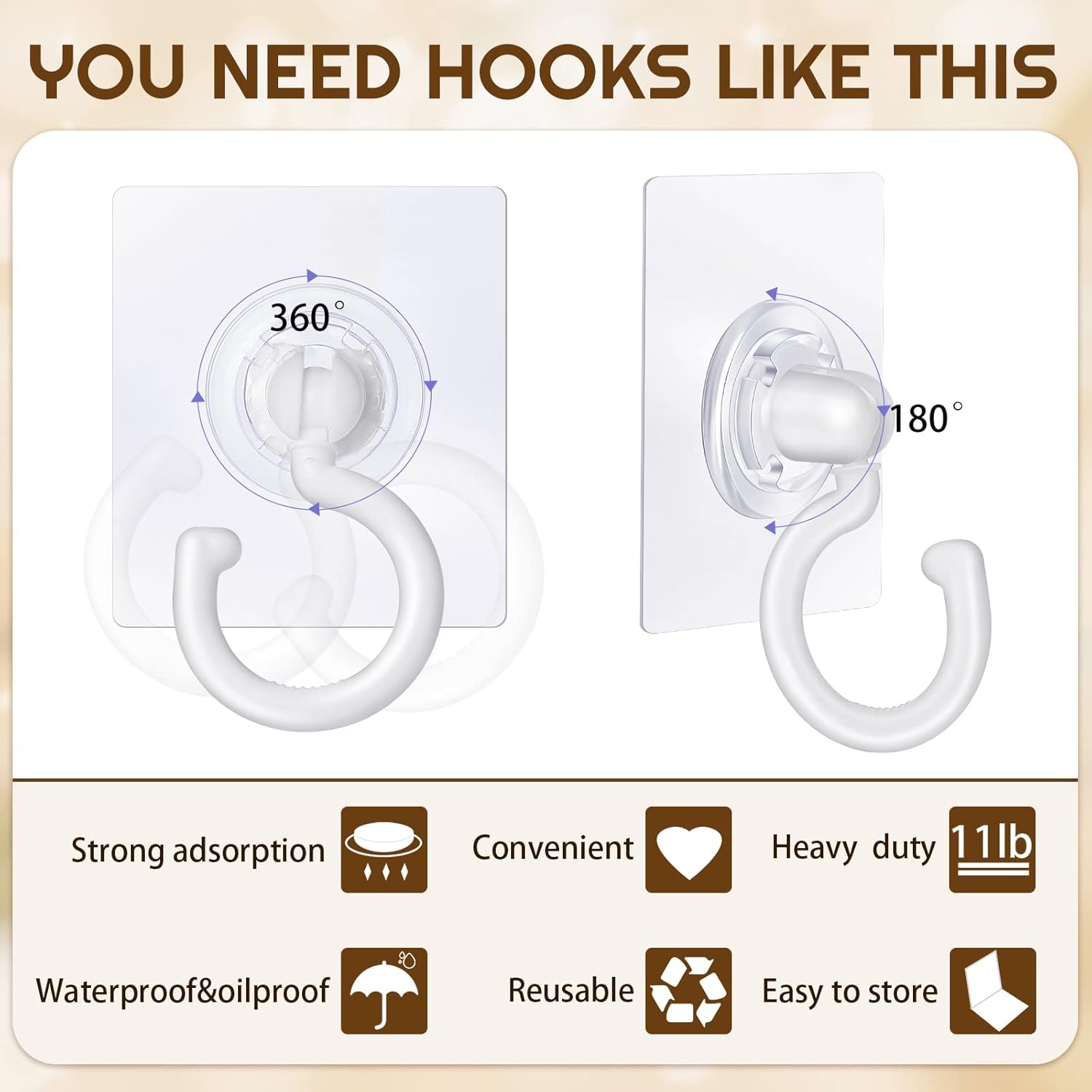 9 pcs self-adhesive ceiling hooks white under cabinet hooks plastic heavy duty self-adhesive hooks tool hooks V1188-MA60-28064-1