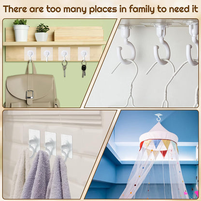 9 pcs self-adhesive ceiling hooks white under cabinet hooks plastic heavy duty self-adhesive hooks tool hooks V1188-MA60-28064-1