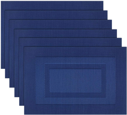 Placemats, Washable Woven Vinyl Placemats for Dining Tables, Easy to Clean Plastic Placemats Set of 6 (18 X12 V1188-MA60-36-1