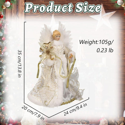 Christmas Tree Angel Tops with White Feather Wings Decorative Ornaments for Holiday Decor V1188-MA60AM-00123-4
