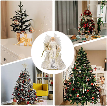 Christmas Tree Angel Tops with White Feather Wings Decorative Ornaments for Holiday Decor V1188-MA60AM-00123-4