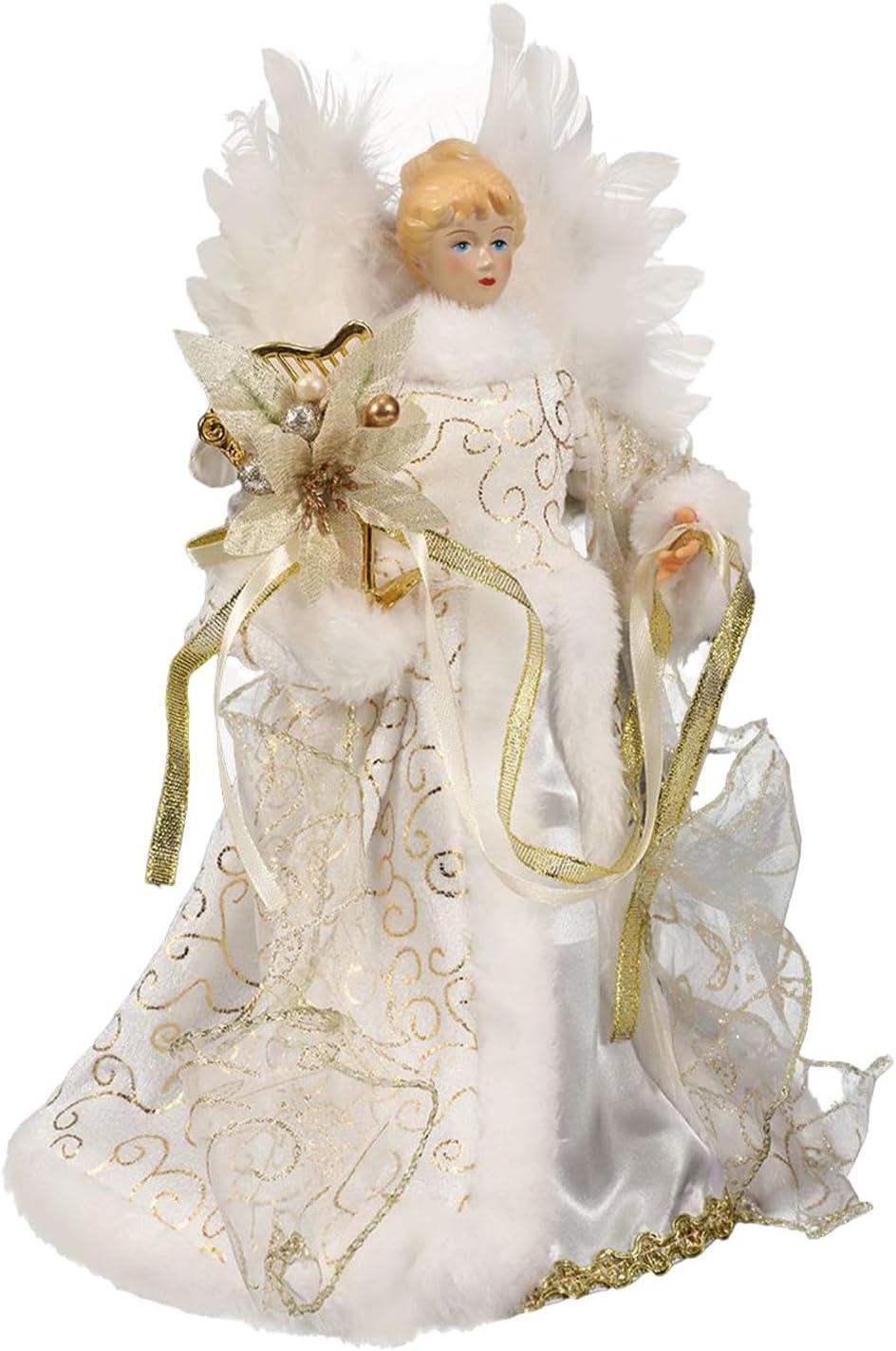 Christmas Tree Angel Tops with White Feather Wings Decorative Ornaments for Holiday Decor V1188-MA60AM-00123-4