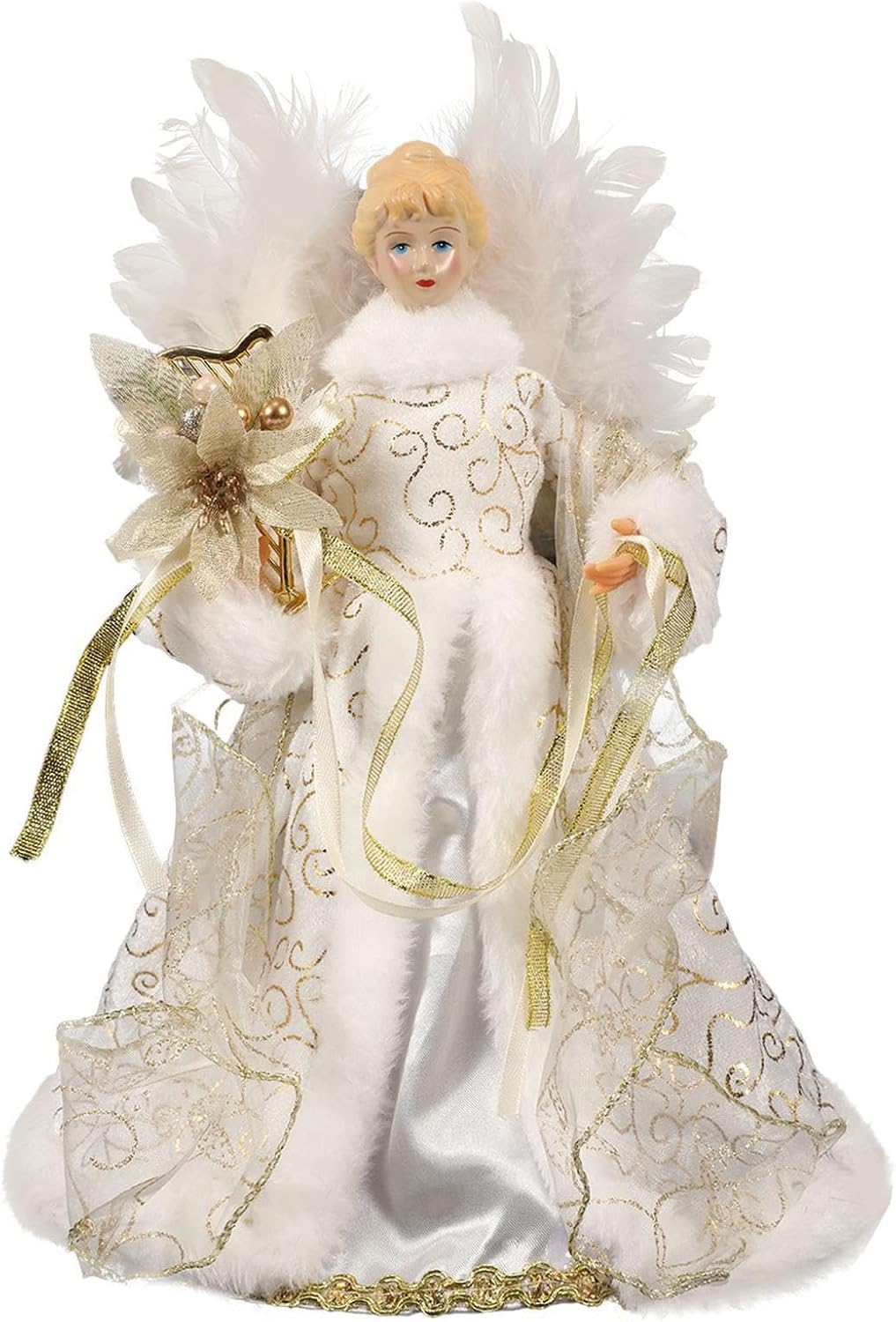 Christmas Tree Angel Tops with White Feather Wings Decorative Ornaments for Holiday Decor V1188-MA60AM-00123-4