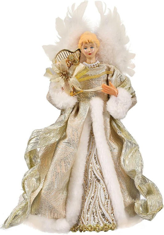 Christmas Tree Angel Topper with White Feather Wings Decorative Ornament V1188-MA60AM-00123-5