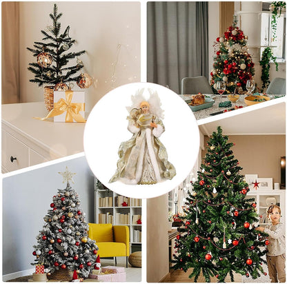 Christmas Tree Angel Topper with White Feather Wings Decorative Ornament V1188-MA60AM-00123-5