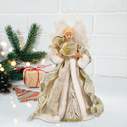 Christmas Tree Angel Topper with White Feather Wings Decorative Ornament V1188-MA60AM-00123-5