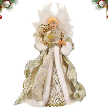 Christmas Tree Angel Topper with White Feather Wings Decorative Ornament V1188-MA60AM-00123-5