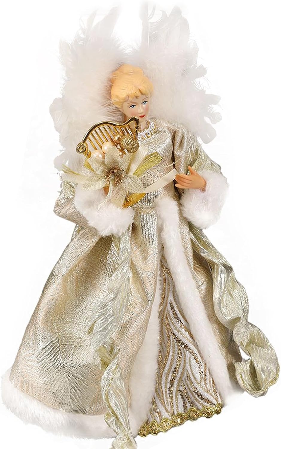 Christmas Tree Angel Topper with White Feather Wings Decorative Ornament V1188-MA60AM-00123-5