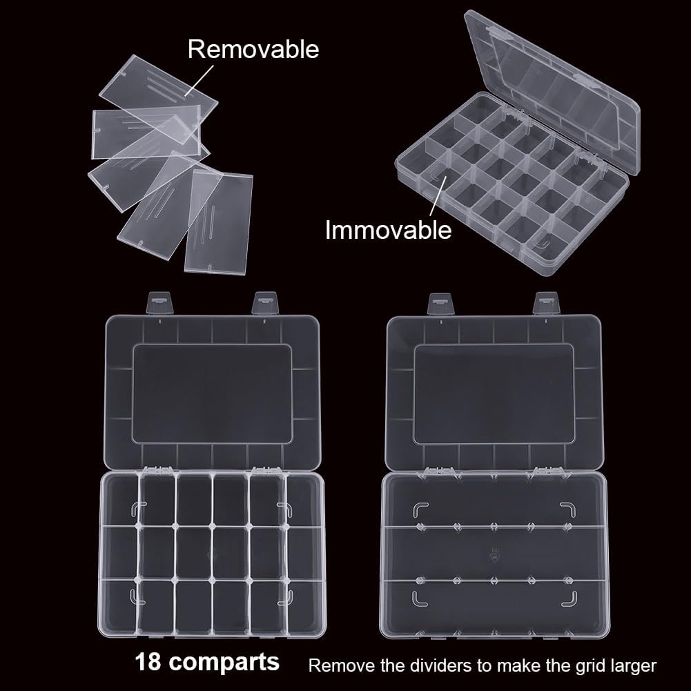 18-Compartment Snack Box, 2 Pieces Snack Plates with Lids for Candy, Nuts, Snacks, Adjustable Plastic Storage V1188-MA60AM-02010-2