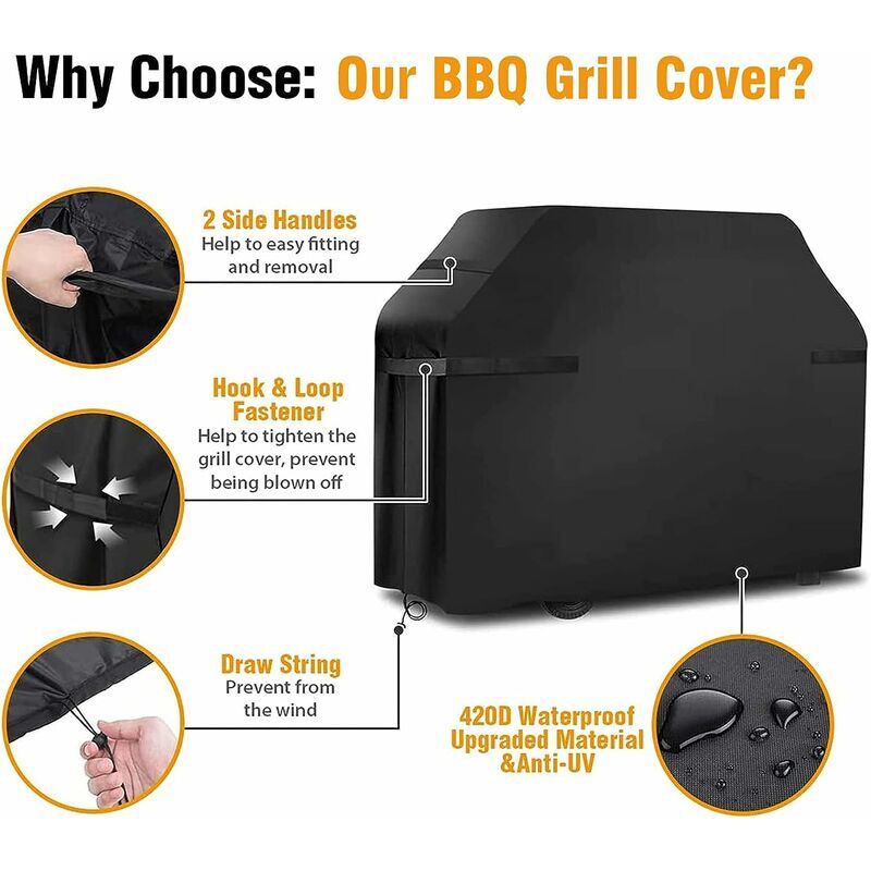 Heavy-Duty Waterproof Grill Cover with Straps and Storage Bag 145x61x117cm V1188-MAG101-03526-1