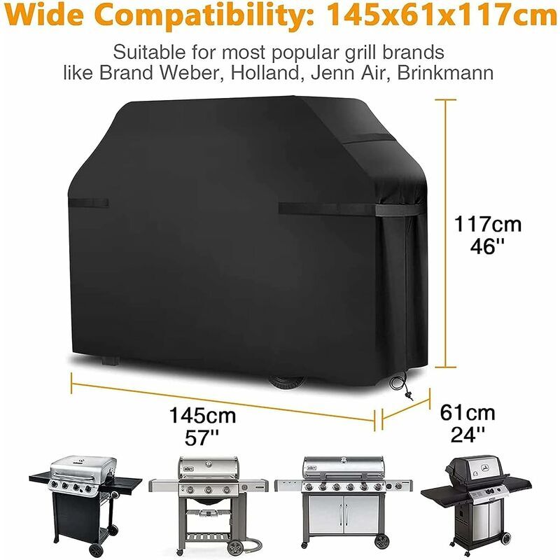 Heavy-Duty Waterproof Grill Cover with Straps and Storage Bag 145x61x117cm V1188-MAG101-03526-1