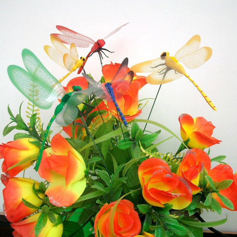 Dragonfly Insert Sticks 10pcs Multicolor Simulation Decoration with Dragonflies V1188-MAG101-03823-1