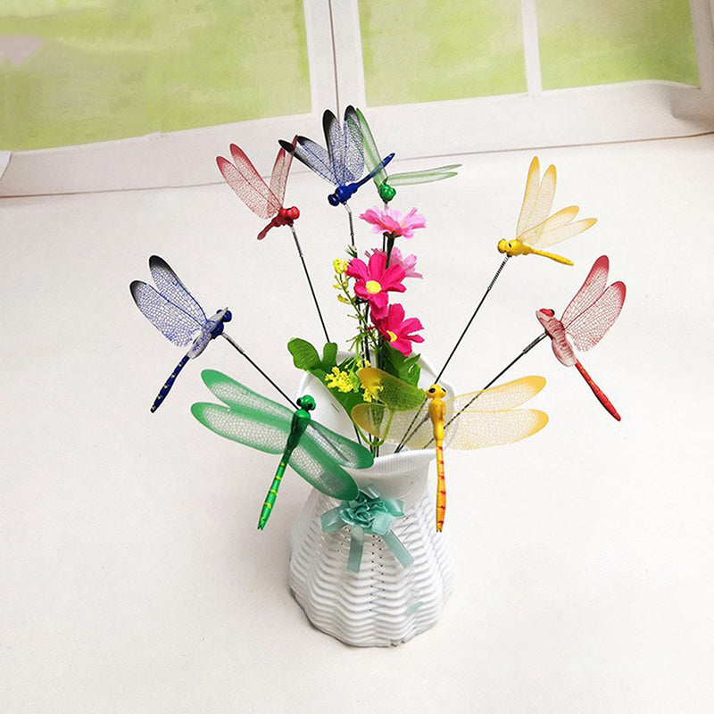 Dragonfly Insert Sticks 10pcs Multicolor Simulation Decoration with Dragonflies V1188-MAG101-03823-1
