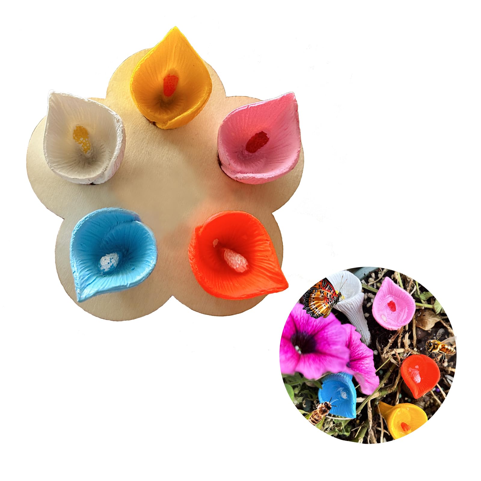 Bee Drinking Station 5-Pack Blue Outdoor Garden Cup Compatible with Bees and Butterflies Waterer V1188-MAG101-04443-4
