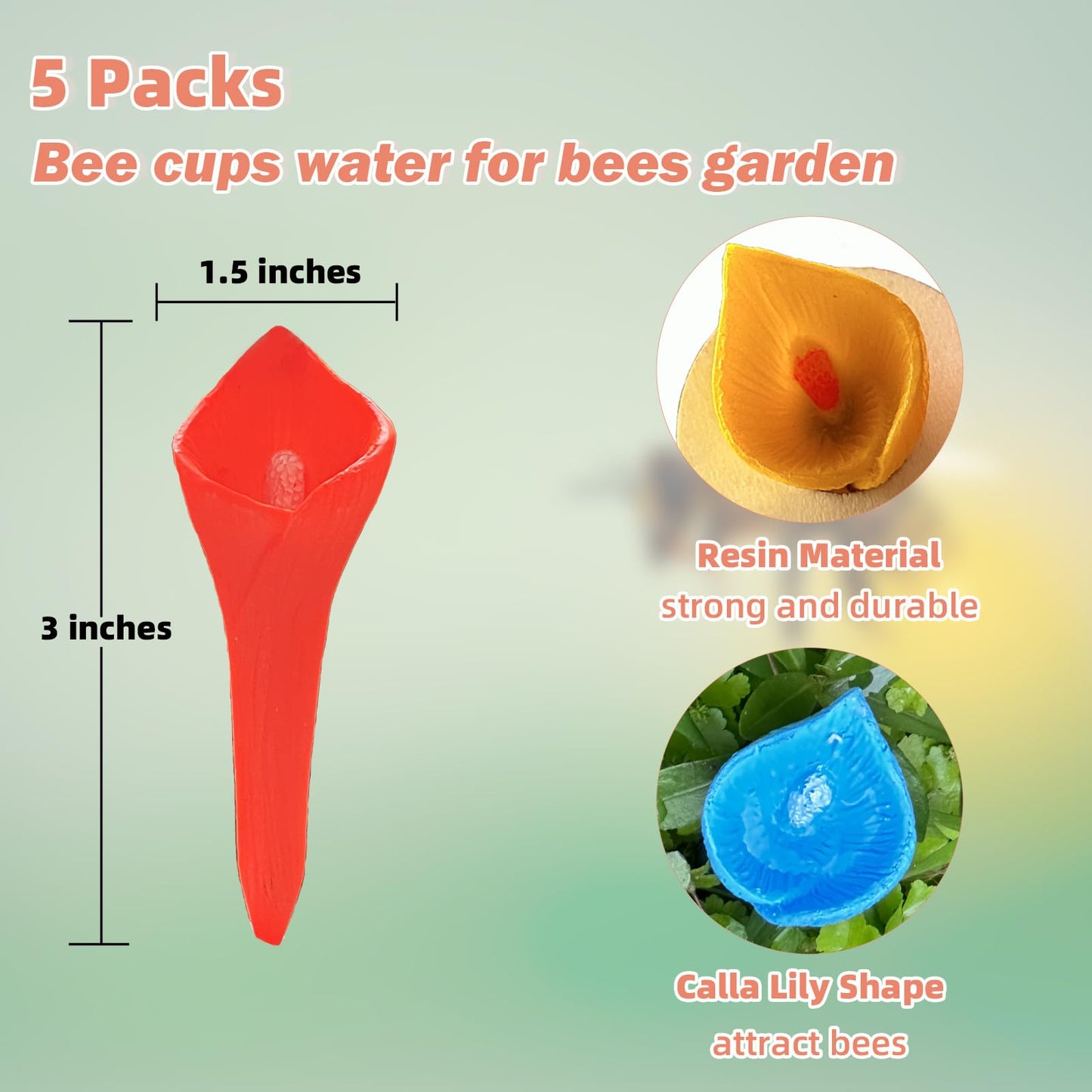 Bee Drinking Station 5-Pack Blue Outdoor Garden Cup Compatible with Bees and Butterflies Waterer V1188-MAG101-04443-4